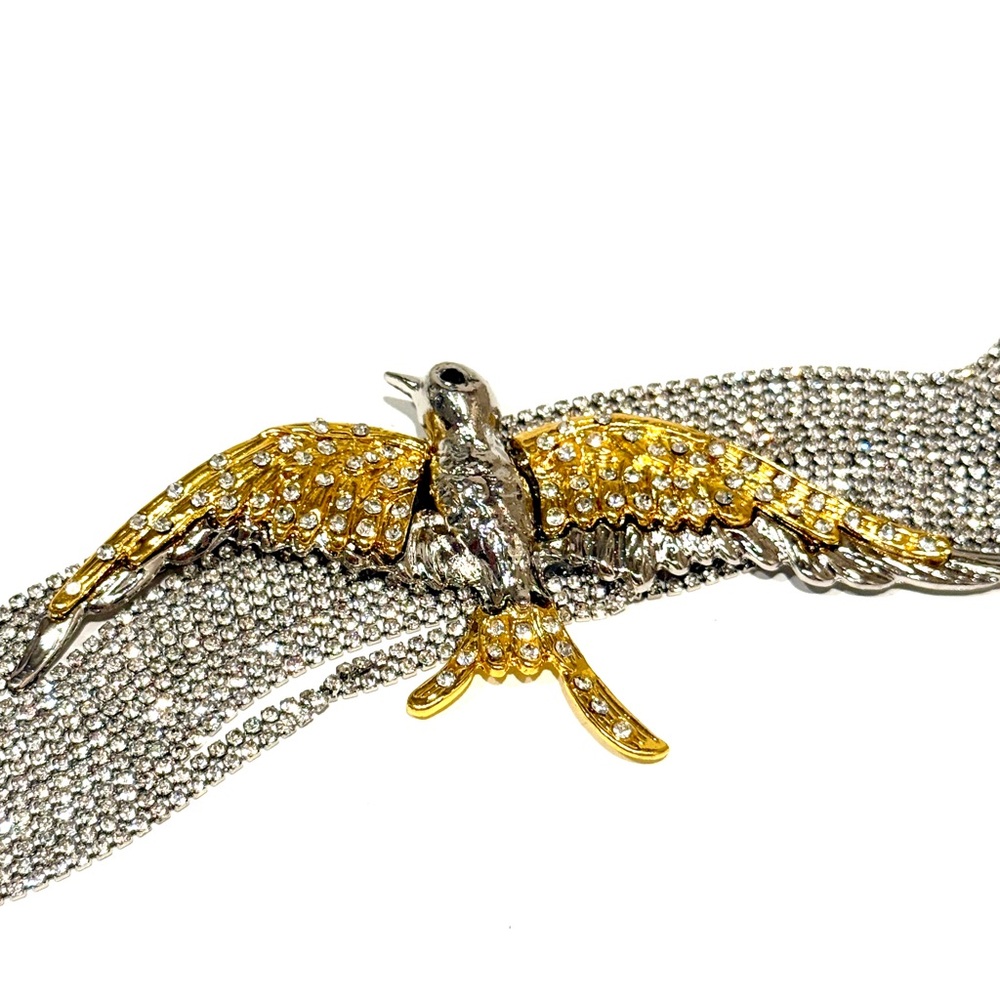 ZARA Multistrand Rhinestone Statement Choker w Two-Tone Bird | NWOT - Picture 4 of 14